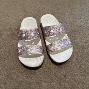 Glitter Crocs White Size J3